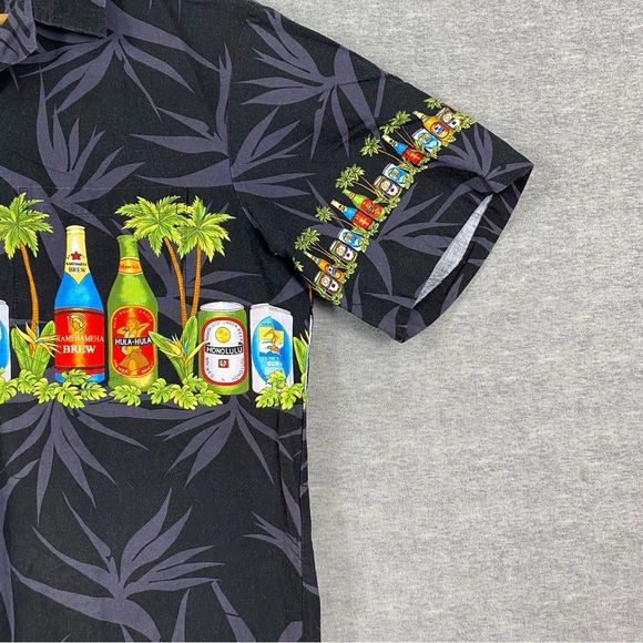 Styled by RJC Mens Multicolor Beer‎ Graphic Hawaiian SS Button Down Size L - Picture 6 of 10
